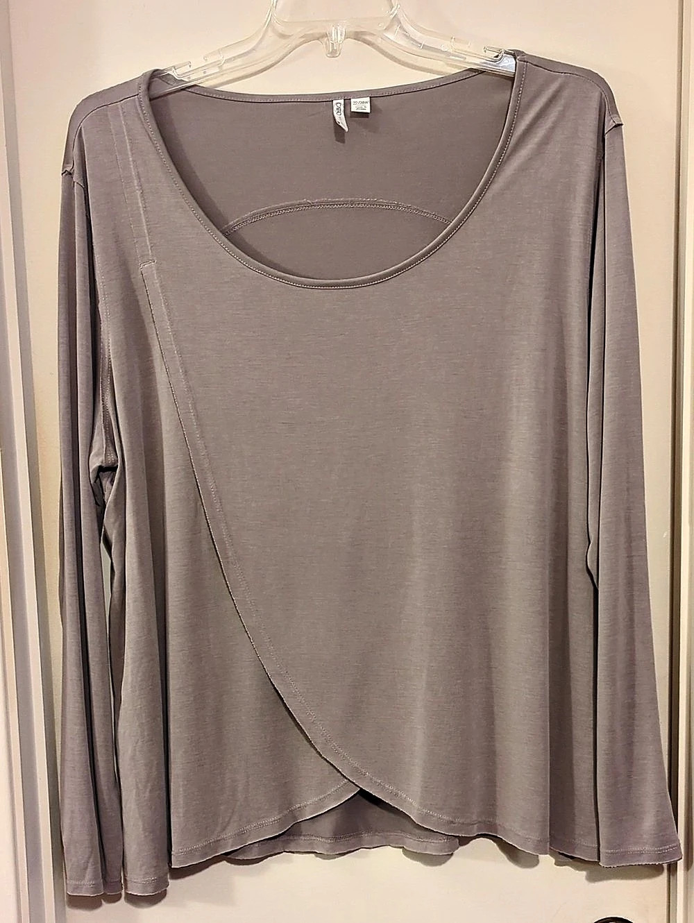 Cato Long Sleeve Layered Top in Taupe Size 22/24W Like New